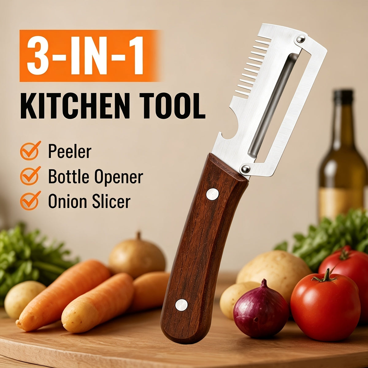 3-in-1 Vegetable Peeler Knife | Stainless Steel Kitchen Tool