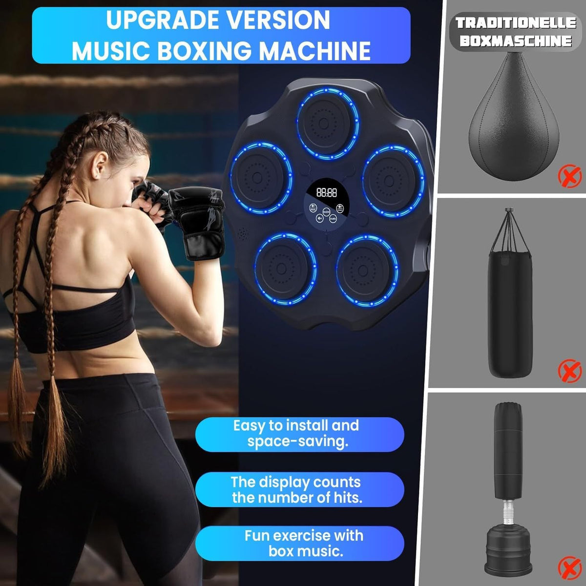 Electronic Musical Boxing Machine with Bluetooth & LED Lights