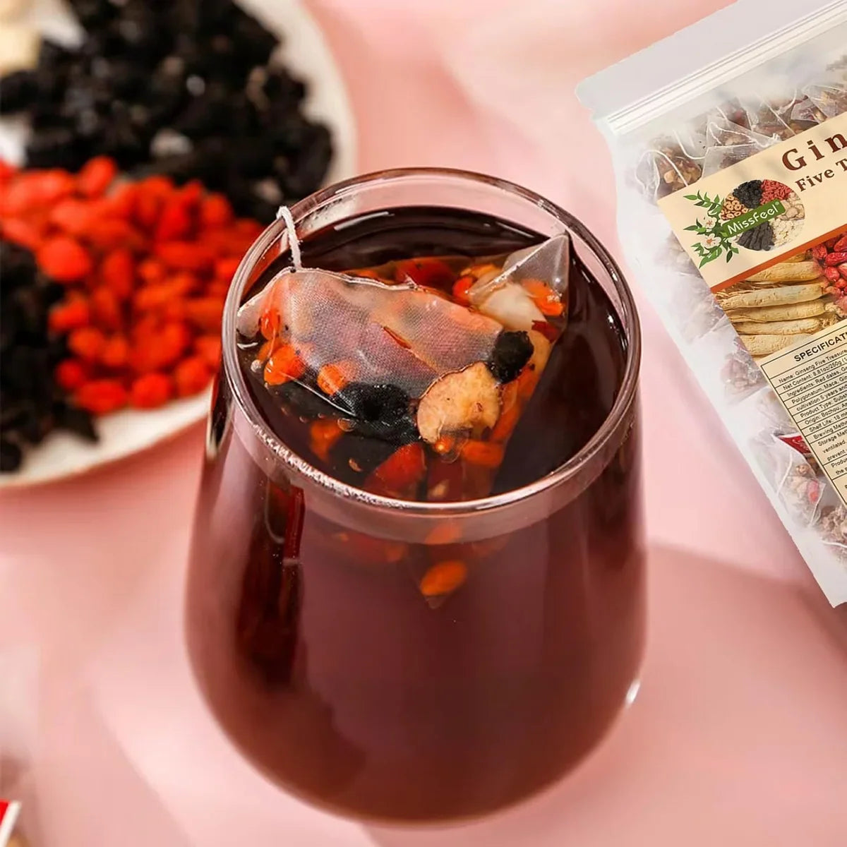 Ginseng Five Treasure Tea → شاي الجينسنغ الخماسي